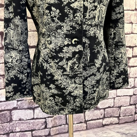 🎉Host Pic🎉Le Suit Black & Beige Long Sleeve Blazer Jacket Size 6 - Picture 3 of 9